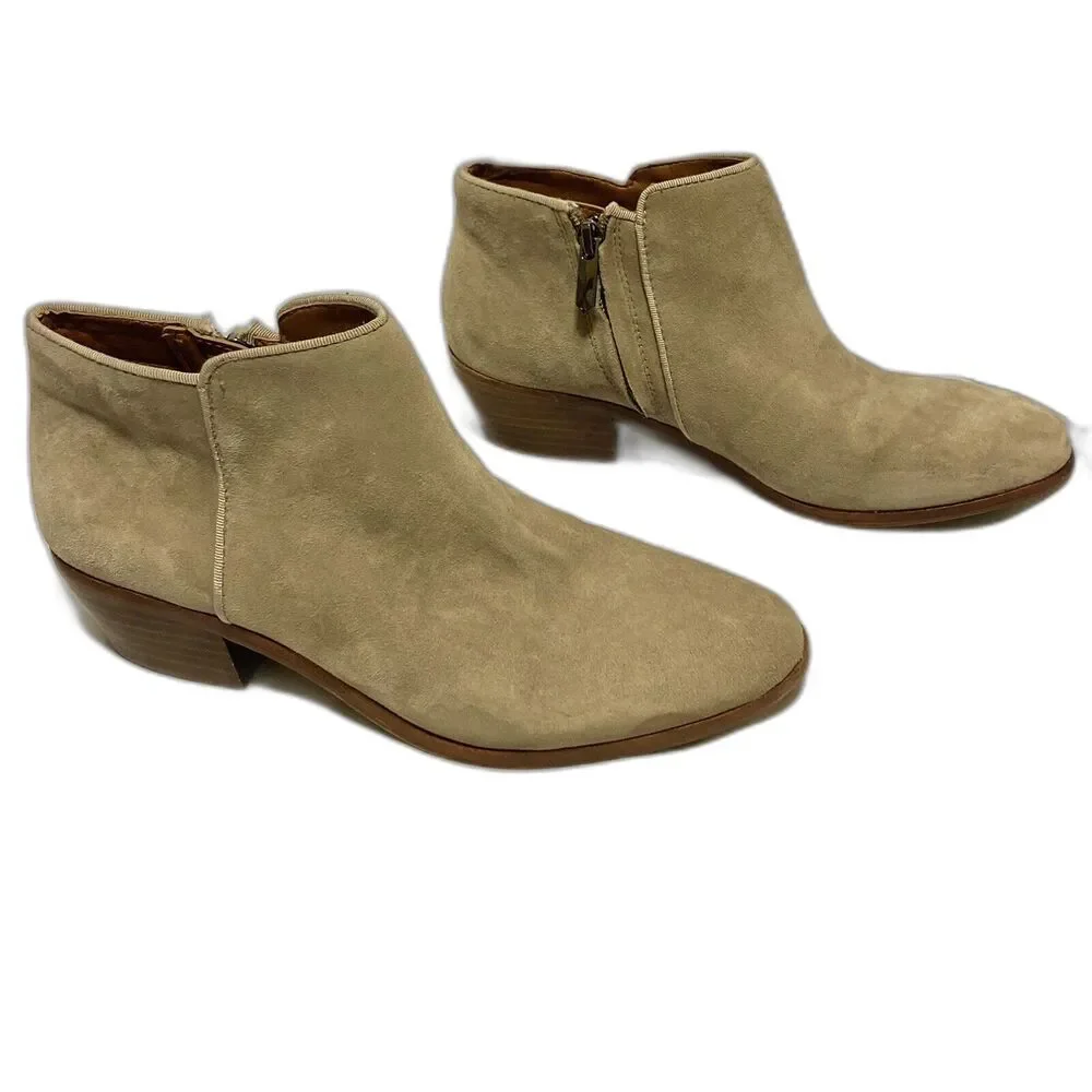 SAM EDELMAN Suede Petty Tan Booties Block Heel Womens Size 6M